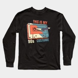 This Is My 90s Costume - Rewind Cassette With Pencil - Retro Cassette Long Sleeve T-Shirt